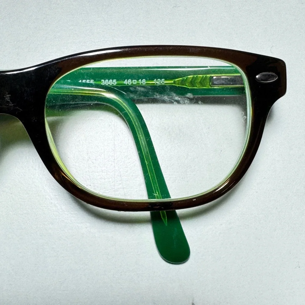 Ray-Ban RB 1555 3665 Brown Green Rectangular Eyeglasses Frames 46-16-125